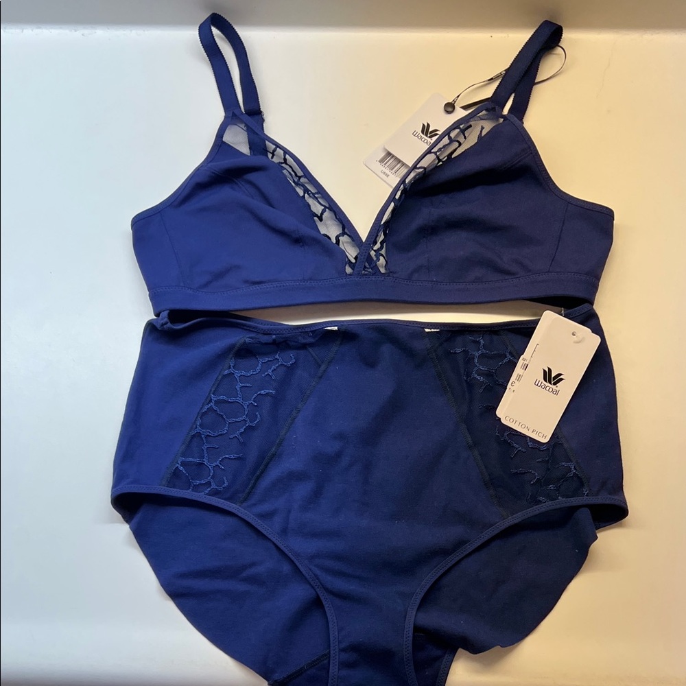 Wacoal Deep Blue Lace Bra Set